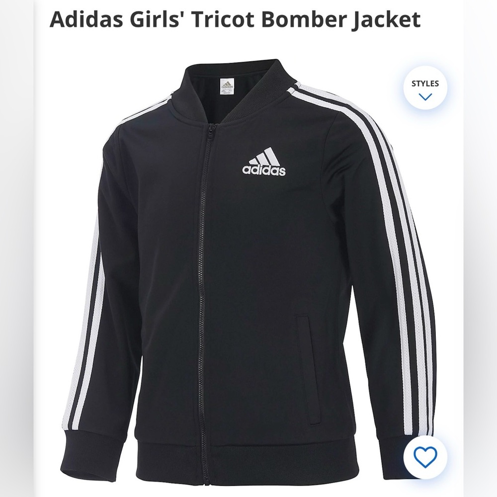 Adidas tricot bomber jacket size large (girls)